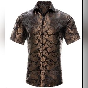 Mens dark brown western paisley shirt